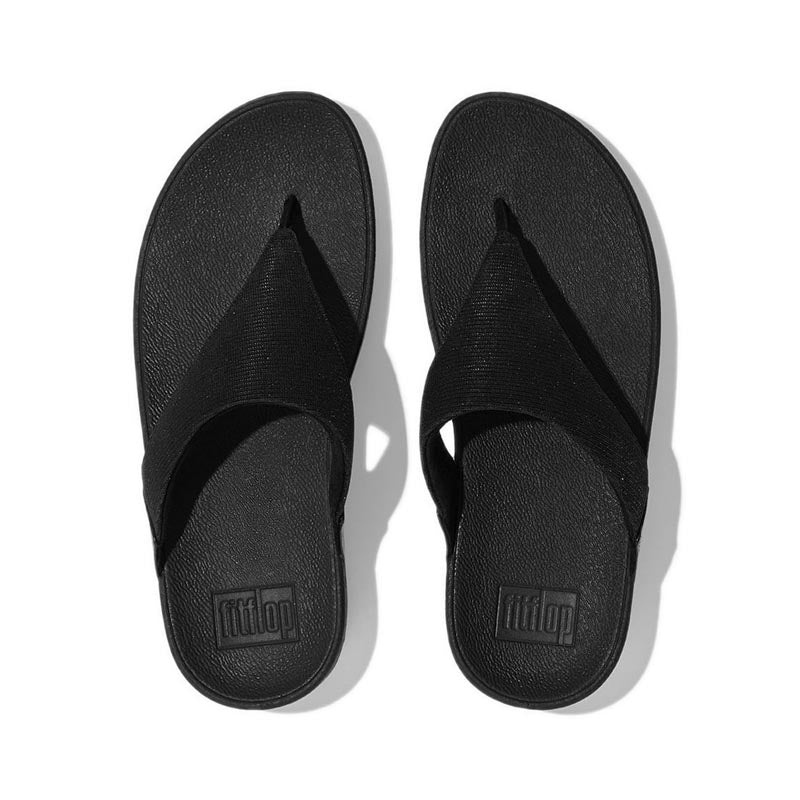 Fitflop Lulu Women's Shimmerlux Toe-Post Sandals - All Black