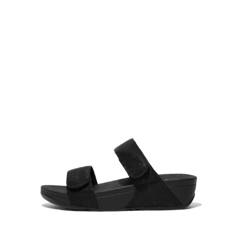 Fitflop Lulu Women's Adjustable Shimmerlux Slides - All Black
