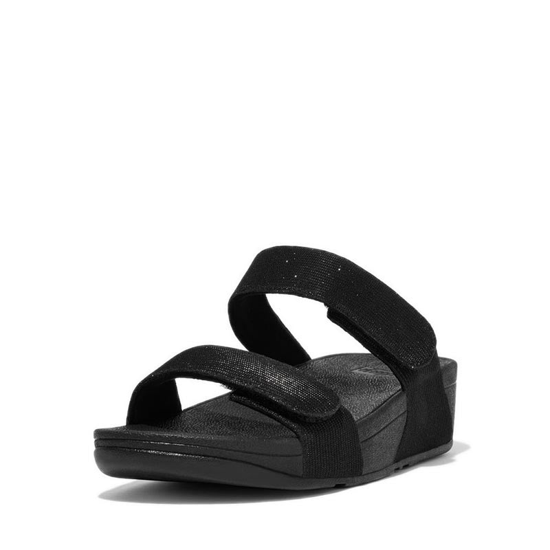 Fitflop Lulu Women's Adjustable Shimmerlux Slides - All Black